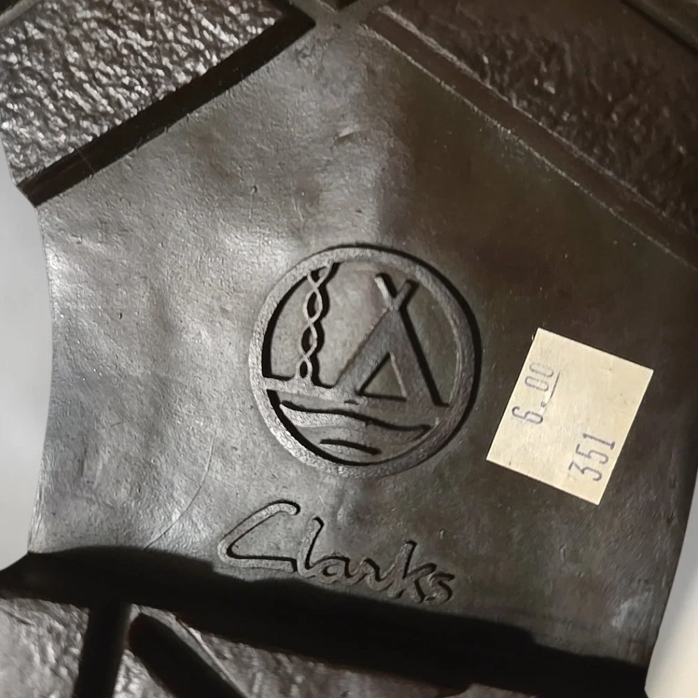 VTG 80s 90s Clarks Men 10 (Fits‎ 11) Brown Leather Low Top Loafer Boots Portugal